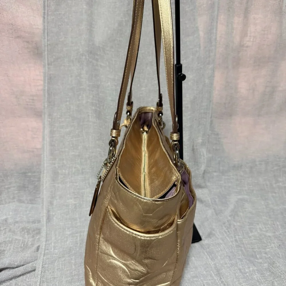 Coach Gold Tote Bag with Silk Lavender Interior ✨💜